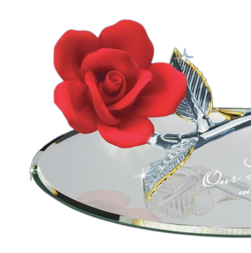 Romantic Love Birds Gift for Couple Glass Rose Figurine Anniversary Gift Our Love Will Last Forever