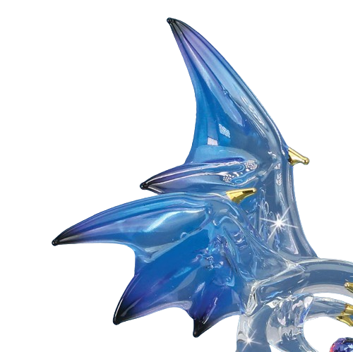 Jewel Keeper Dragon, Glass Dragon Figurine, Blue Wings, Handmade Dragon Statue, Home Decor Gifts, Holiday Gifts for Him/Her