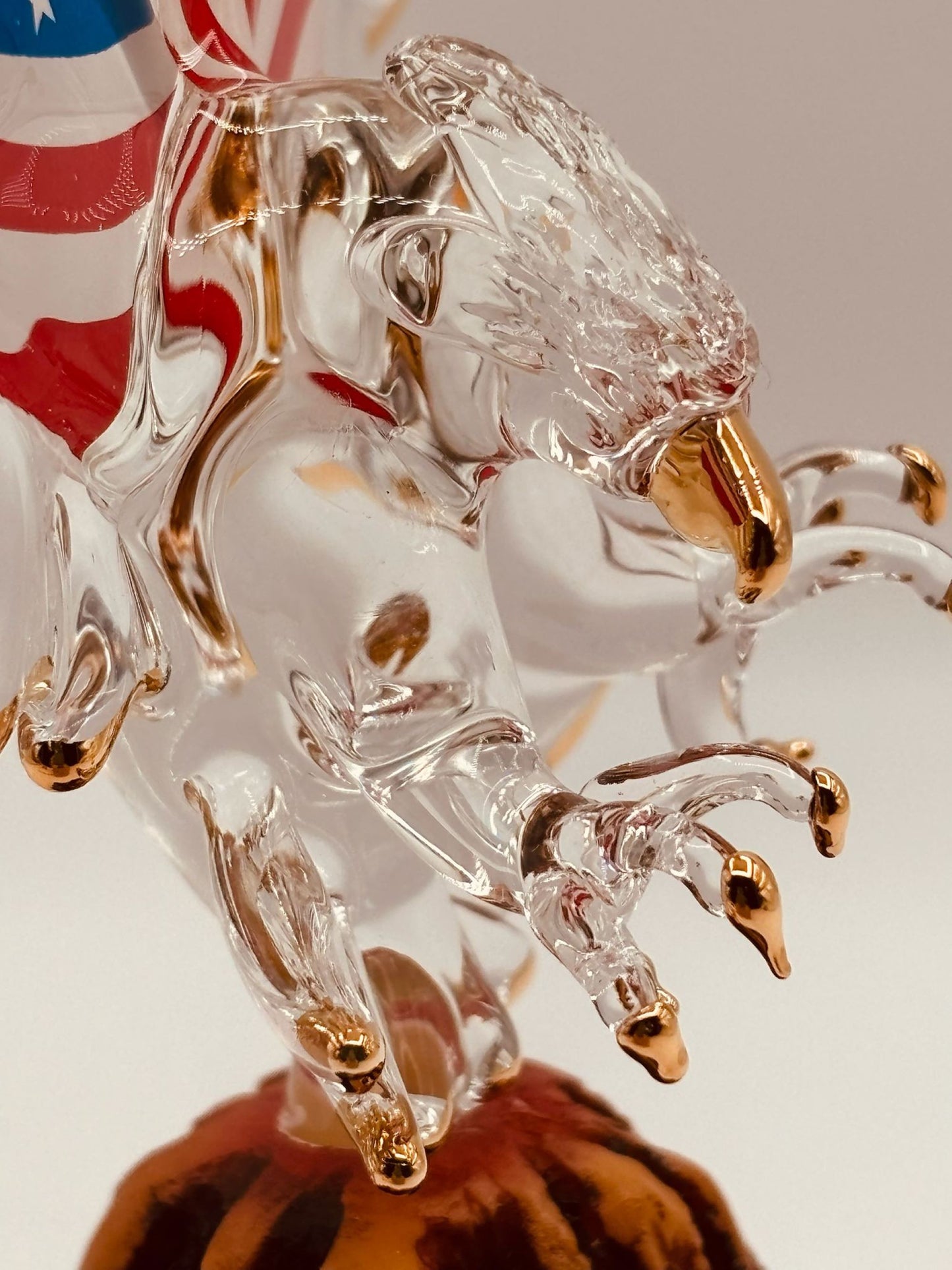 Patriotic Eagle Glass Figurine | USA Flag Wings American Pride Display Decor