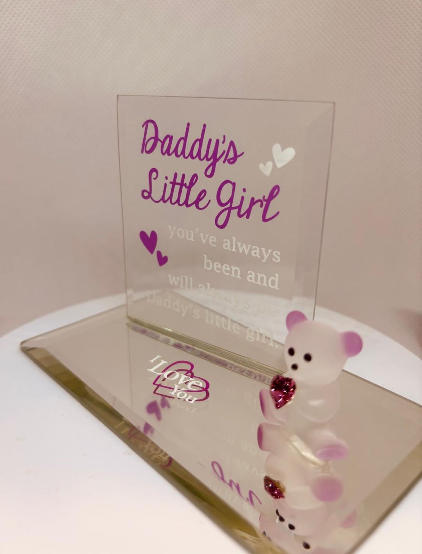 Daddy’s Little Girl Bear Glass Figurine | Handcrafted Gift for Daughter