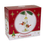 Cardinal Feeder Ornament | Handcrafted Glass Bird Feeder with Crystal Accents