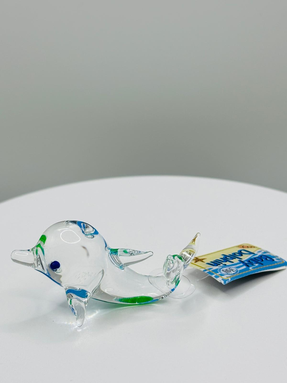 Baby Dolphin Glass Figurine – Handcrafted Ocean Decor Gift