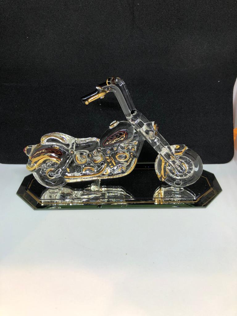 Glass Motorcycle, Housewarming Gift For Biker, Motorcycle Figurine, Gifts for Him Men Dad Boyfriend
