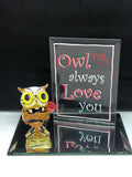 Glass Owl Figurine Always Love You with 22Kt Gold Accents