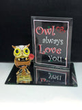 Glass Owl Figurine Always Love You with 22Kt Gold Accents