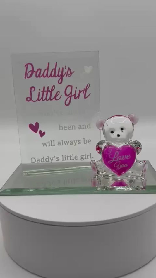 Daddy’s Little Girl Glass Bear Figurine Gift for Daughter