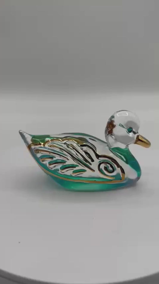 Classy Duck Glass Figurine | Colorful Collectible Animal Decor & Gift