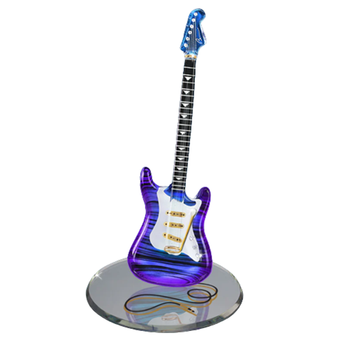 Vintage Purple Haze Guitar Collectible Figurine, Handcrafted Gift for Christmas, Handmade Guitar Home Decor