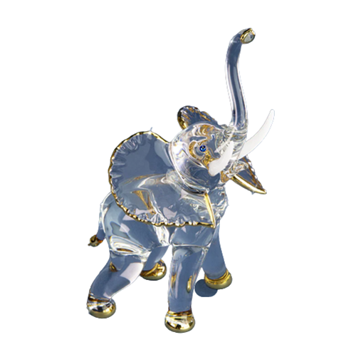 Glass Baron Elephant Collectible Figurine with Crystals Accents