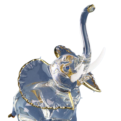 Glass Baron Elephant Collectible Figurine with Crystals Accents