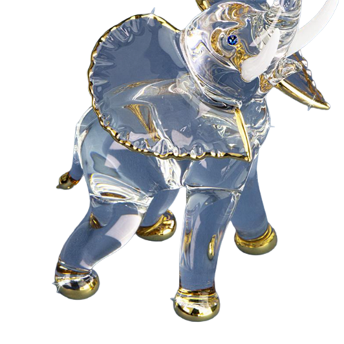 Glass Baron Elephant Collectible Figurine with Crystals Accents