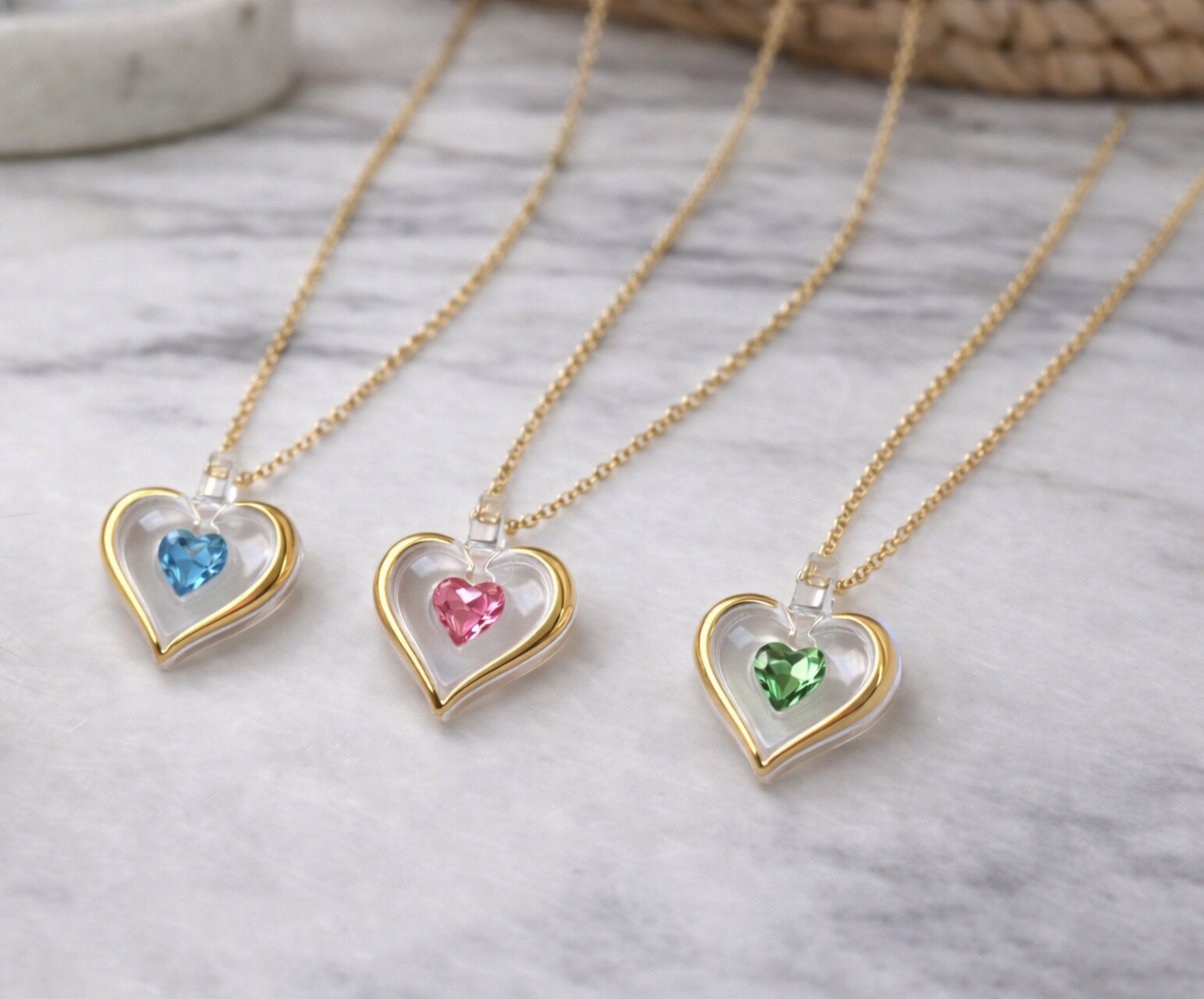 August Birthstone Heart Necklace Peridot Crystal Gold Plated Pendant, Birthday Jewelry Gift for Her