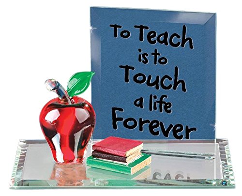 Teacher Apple with Books Glass Handcrafted Collectible Figurine