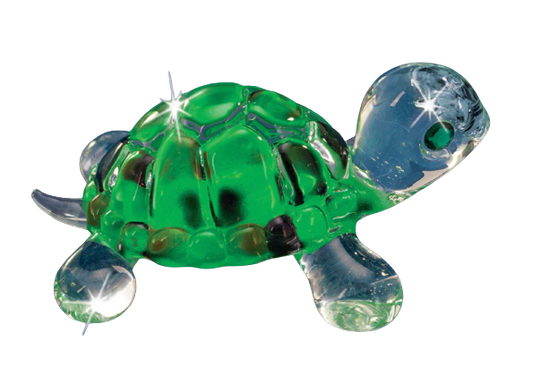 Glass Turtle Figurine, Handcrafted Collectible, Green Turtle Statue, Home Decor