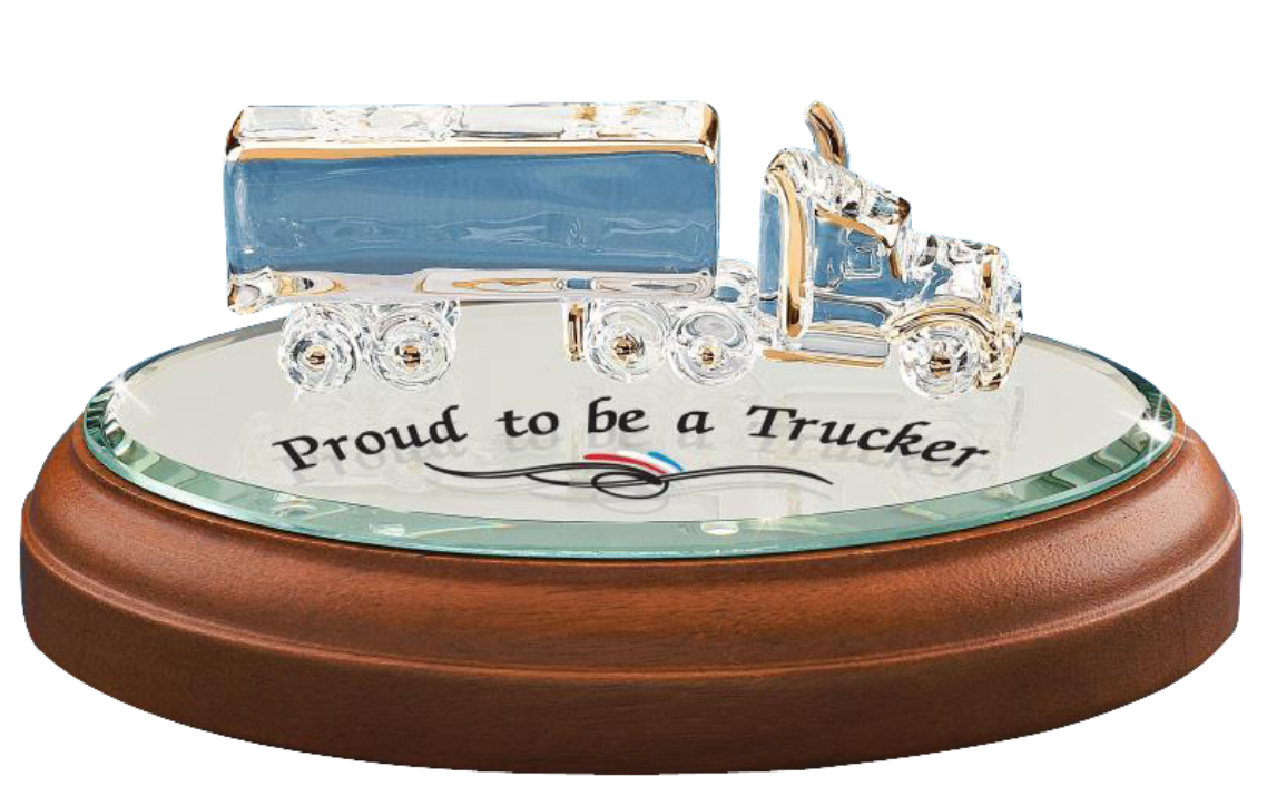18 Wheeler Truck Glass Collectible Handcrafted Figurine with 22kt Gold Accents