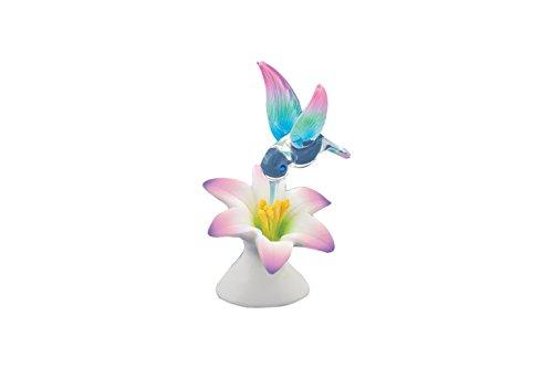 Lavender Lily Hummingbird Glass Figurine