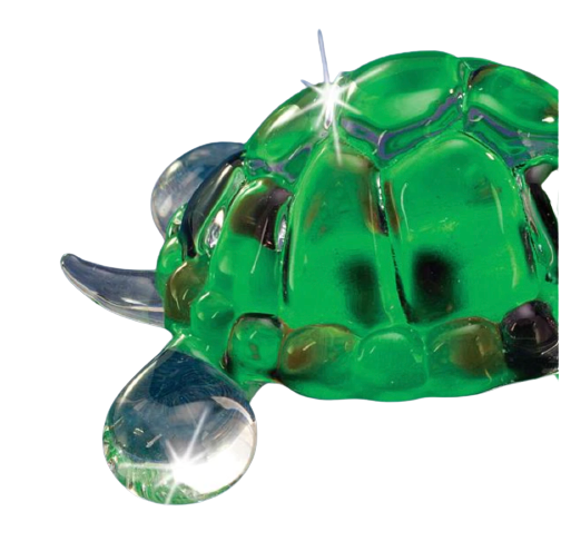 Glass Turtle Figurine, Handcrafted Collectible, Green Turtle Statue, Home Decor