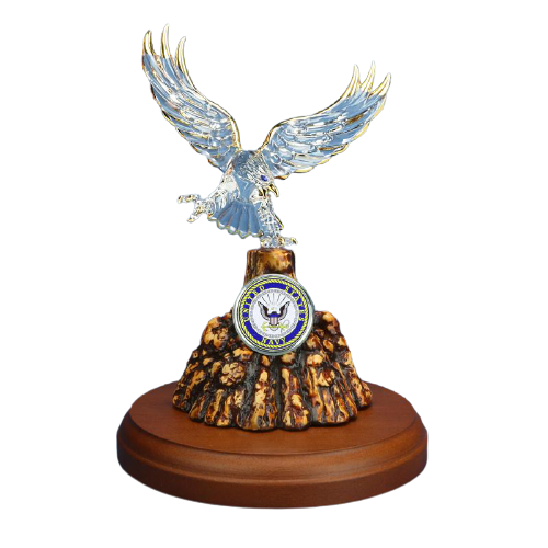 US Navy Eagle Figurine, Glass Navy Veterans Gift, Handcrafted Military Figurine, Navy Gift for Veterans, Father's Day Gift, Home Decoration