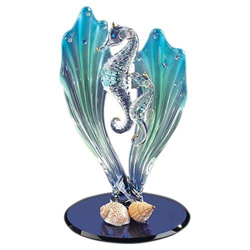 Sea Horse Figurine, Handcrafted Sea Horses, Handmade Coastal Decor, Glass Statue, Christmas Gift