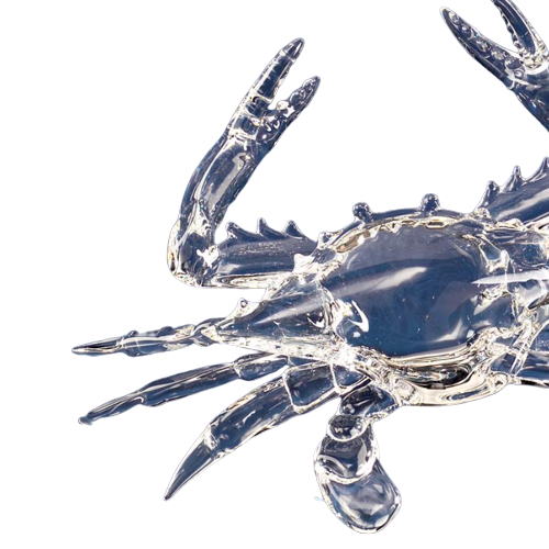 Glass Crab Figurine, Handcrafted Animal Desk Decor, Home Decor, Marine Life, Holiday Gift For Her/Him