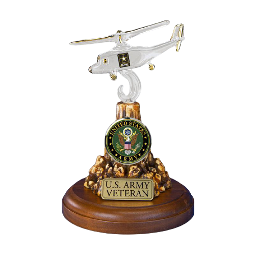 U.S. Army Veteran Glass Helicopter Collectibles Figurine