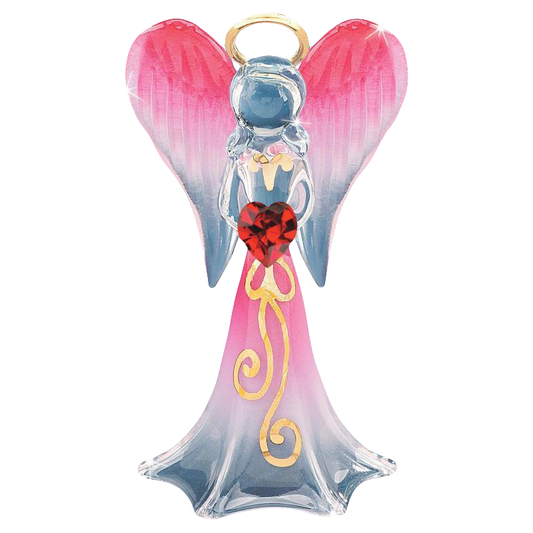 Red Angel Figurine, Angelique Glass Figurine, Handmade Angel Gift, Angel Statue, Holiday Gifts for Her/Him, Home Decor
