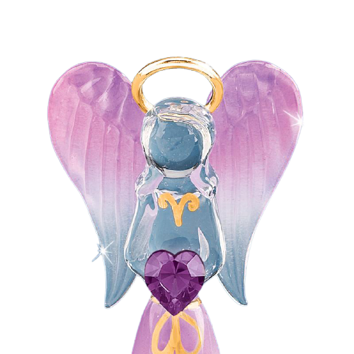 Glass Baron Lavender Angel Figurine with Crystal Heart