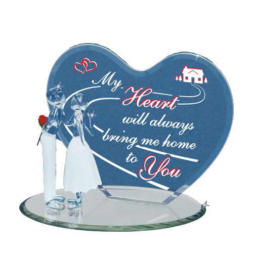 Couple Figurine Handcrafted Collectible with Heart-shaped Plaque