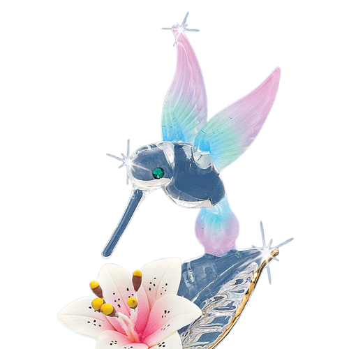 Glass Baron Hummingbird and Lily Figurine with Crystal Accents