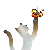 Cat with Butterfly Figurine, Glass Siamese Cat, Cat Lover Gift, Handmade Gift For Mom, Dad, Wife, Home Decor