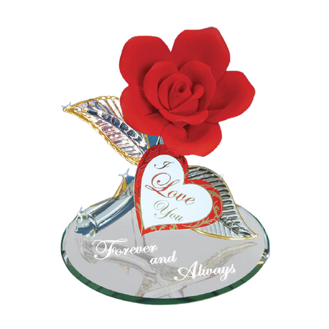 Handmade Rose Glass Figurines, Forever and Always, Anniversary Gift, Mother's Day Gift