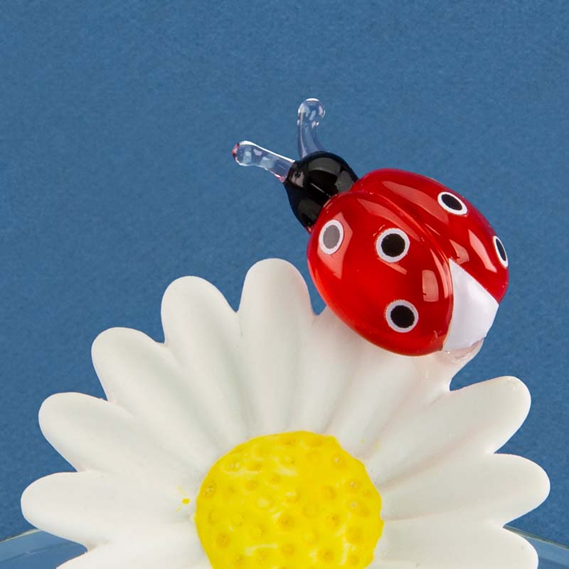 Handmade Daisybug Glass Figurines, Daisy & Ladybug Home Decor Gifts Ideas, Anniversary Gifts for Her, Mom, Wife