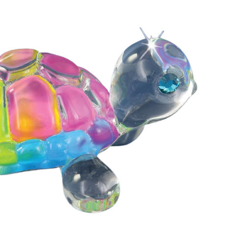 Rainbow Turtle Figurine, Handmade Colored Turtle, Handcrafted Sea Glass Turtle, Christmas Gift, Ocean Theme Home Decor