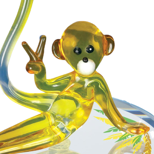 Monkey Figurine, Peace Sign Glass Monkey, Jungle Animal, Handmade Gift Figurine, Home Decor, Gifts for Her/Him, Mom, Wife