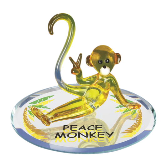 Monkey Figurine, Peace Sign Glass Monkey, Jungle Animal, Handmade Gift Figurine, Home Decor, Gifts for Her/Him, Mom, Wife