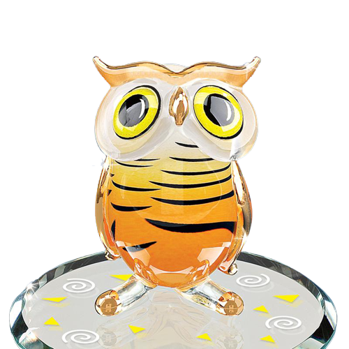 Orange Hoot Glass Owl Collectible Handcrafted Figurine