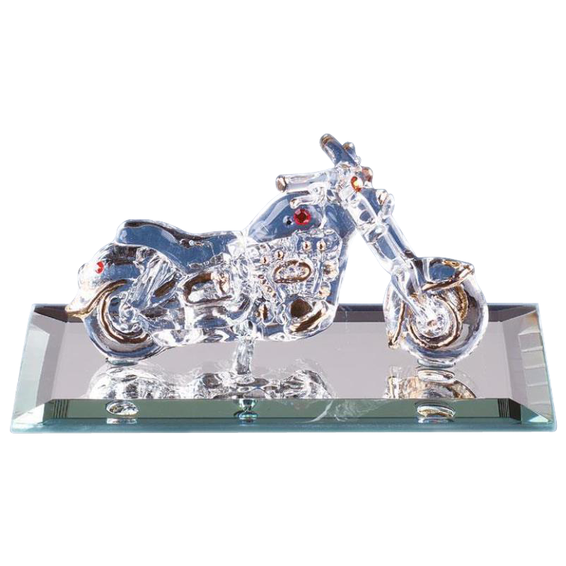 Motorcycle Figurine, Handcrafted Glass Motorbike, Motorcycle Rider Gift, Home Decor Gift for Him