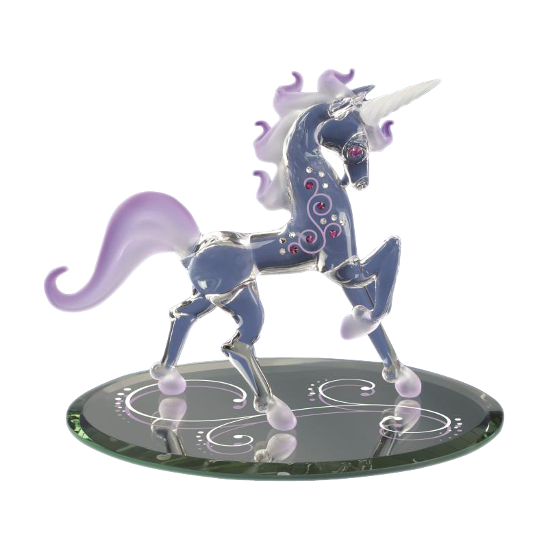 Glass Unicorn Figurine, Fairy Tale Unicorn, Handcrafted Unicorn Decor, Purple Decore, Gift for Her, Mom, Women