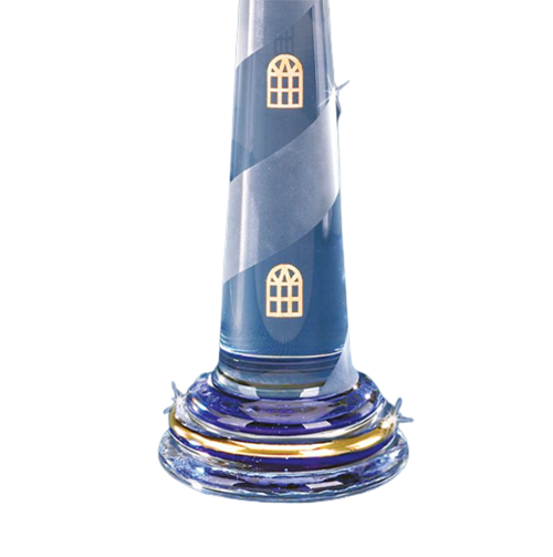 Blue Lighthouse Glass Figurine Handcrafted with Crystals Accents