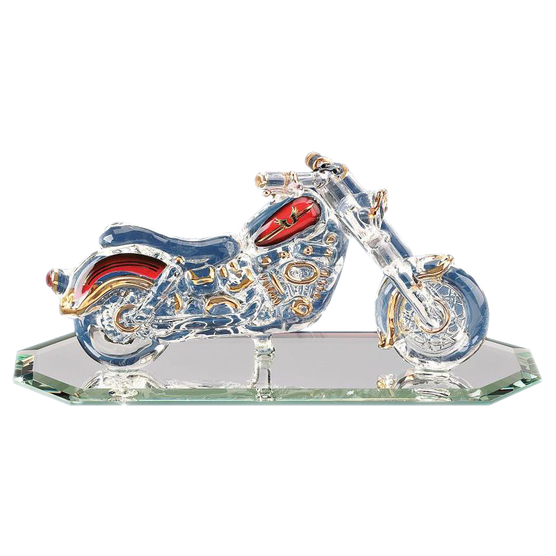 Glass Motorcycle Figurine, Handmade Xmas Gift for Biker, Motorbike Lovers Gift, Christmas Gifts for Him, Motorcycle Lover Gift for Men