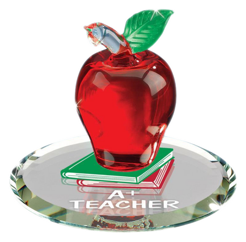 Apple Teacher Glass Figurine, Teacher Gift, Handcrafted Gift, Teachers Days, Home Decoration