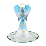 Blue Angel Figurine, Handcrafted Glass Angel, Crystals Angel Gift, Angel Statue, Holiday Gifts for Her/Him, Home Decor