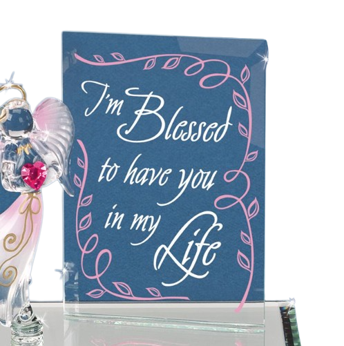 Glass I'm Blessed Angel Figurine W/ Genuine Crystals Accents