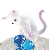 Cat Figurine, Pink & White Cat Statue, Handcrafted Kitten Glass Figurine, Animal Figures Home Décor, Gift Ideas