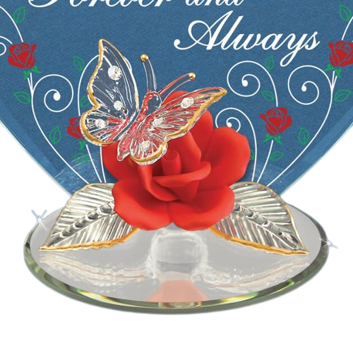 Butterfly and Red Rose, Crystals Butterfly, I Love You, Anniversary, Mother's Day Gift, Keepsake Gifts