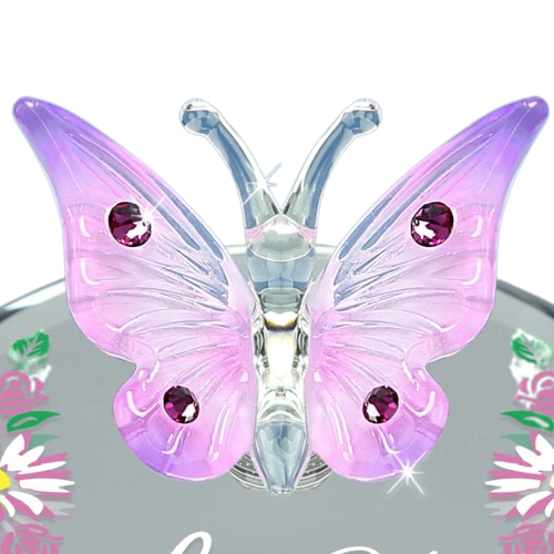 Glass Butterfly "Love You" Accented with Genuine Crystals