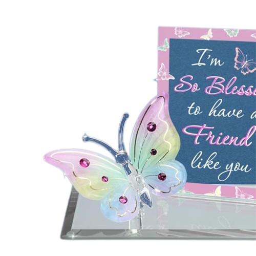 Glass Butterfly Handcrafted Collectible Figurine with Crystal Accents