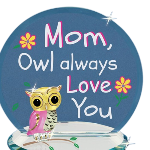 Glass Owl "Mom, Owl Always Love You" Handcrafted Figurine
