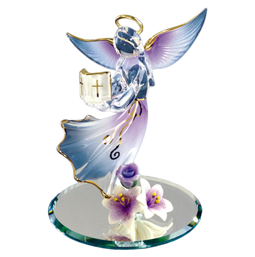 Glass Baron Angel & Bible Figurine with 22kt Gold Accents