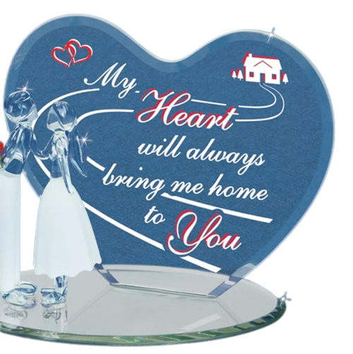 Couple Figurine Handcrafted Collectible with Heart-shaped Plaque